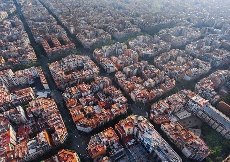 Drone view of Barcelona