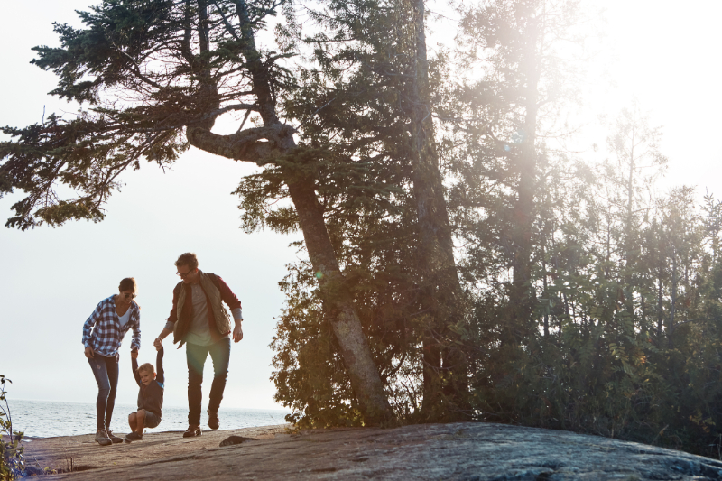 forest hiking with family